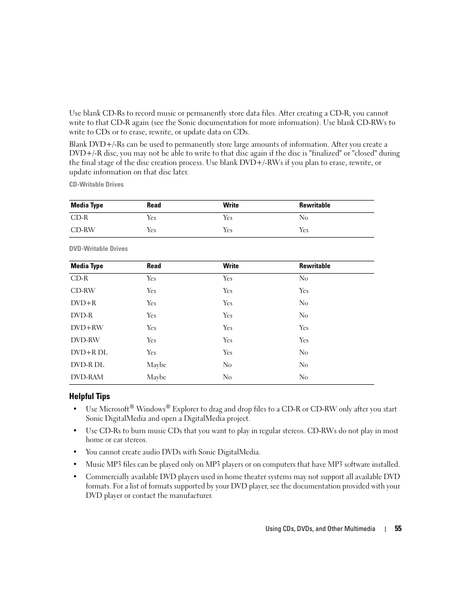 Helpful tips | Dell XPS M1710 (MXG061, Early 2006) User Manual | Page 55 / 190