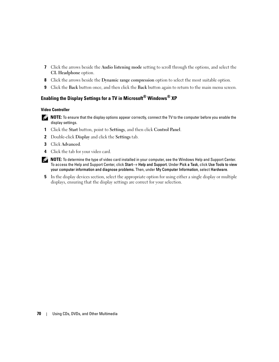Windows | Dell XPS M1710 (MXG061, Early 2006) User Manual | Page 70 / 190