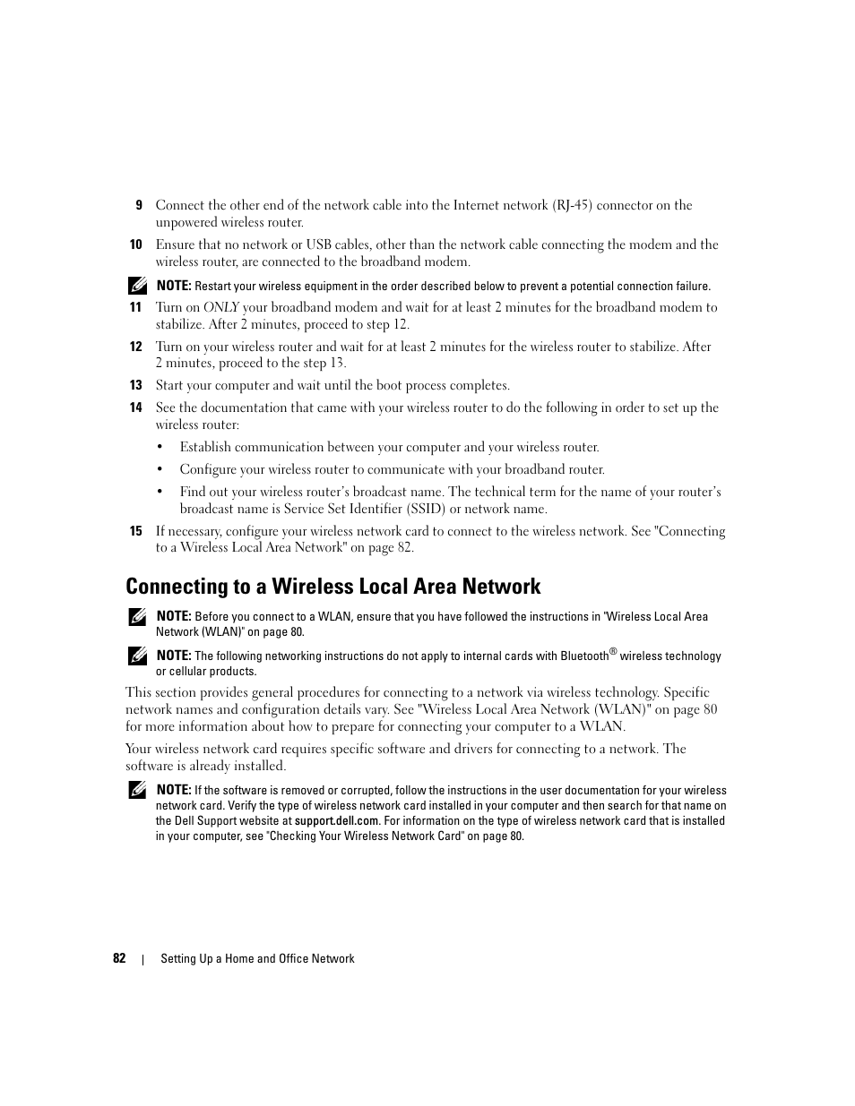Connecting to a wireless local area network | Dell XPS M1710 (MXG061, Early 2006) User Manual | Page 82 / 190