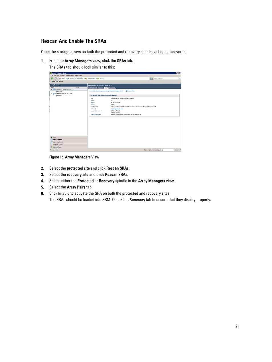 Rescan and enable the sras | Dell PowerVault MD3820f User Manual | Page 21 / 33