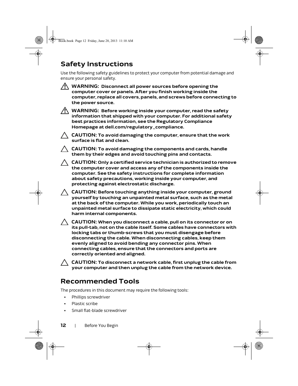 Safety instructions, Recommended tools | Dell Alienware 18 (Mid 2013) User Manual | Page 12 / 119