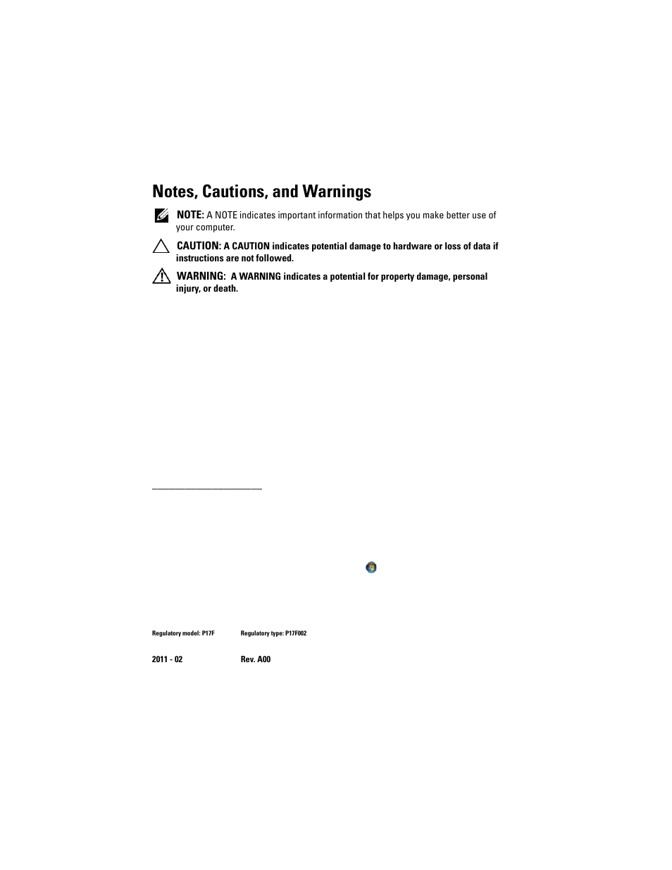 Notes, cautions, and warnings | Dell Inspiron M511R (Mid 2011) User Manual | Page 2 / 90