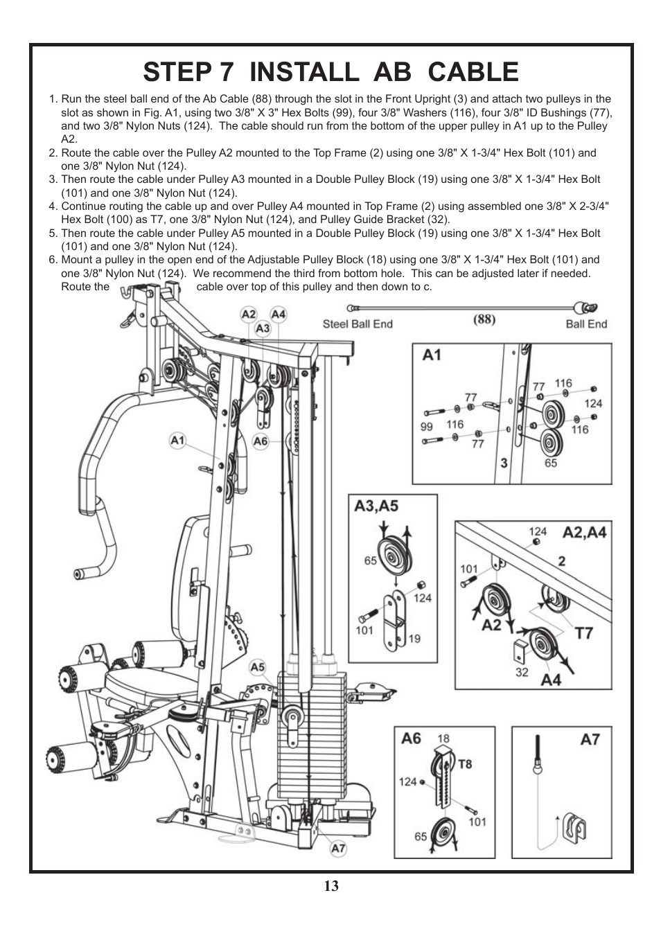 Step 7 install ab cable | BodyCraft BCG-GX User Manual | Page 14 / 21