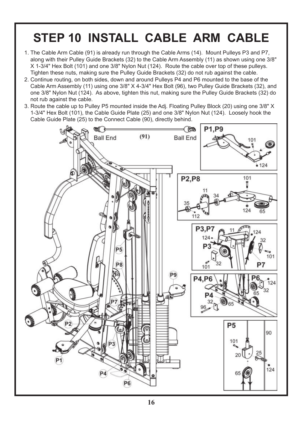 Step 10 install cable arm cable | BodyCraft BCG-GX User Manual | Page 17 / 21
