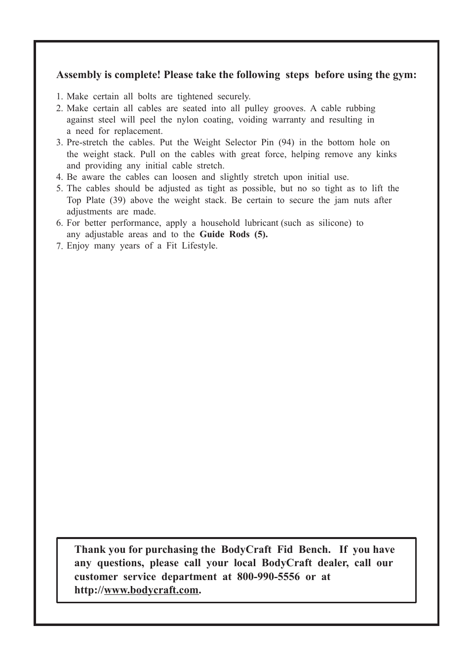 BodyCraft BCG-GX User Manual | Page 21 / 21