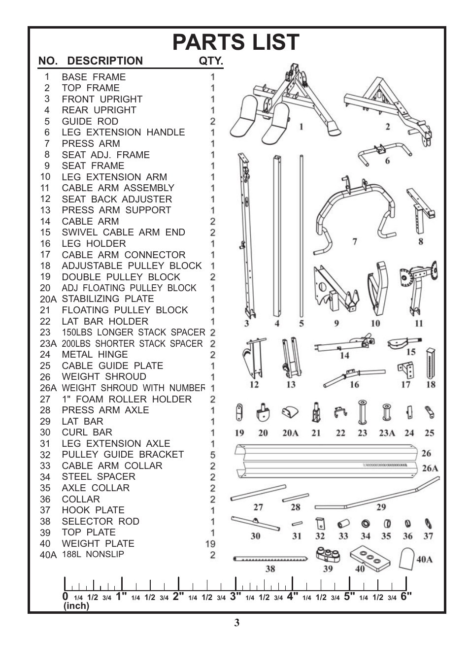 Parts list | BodyCraft BCG-GX User Manual | Page 4 / 21