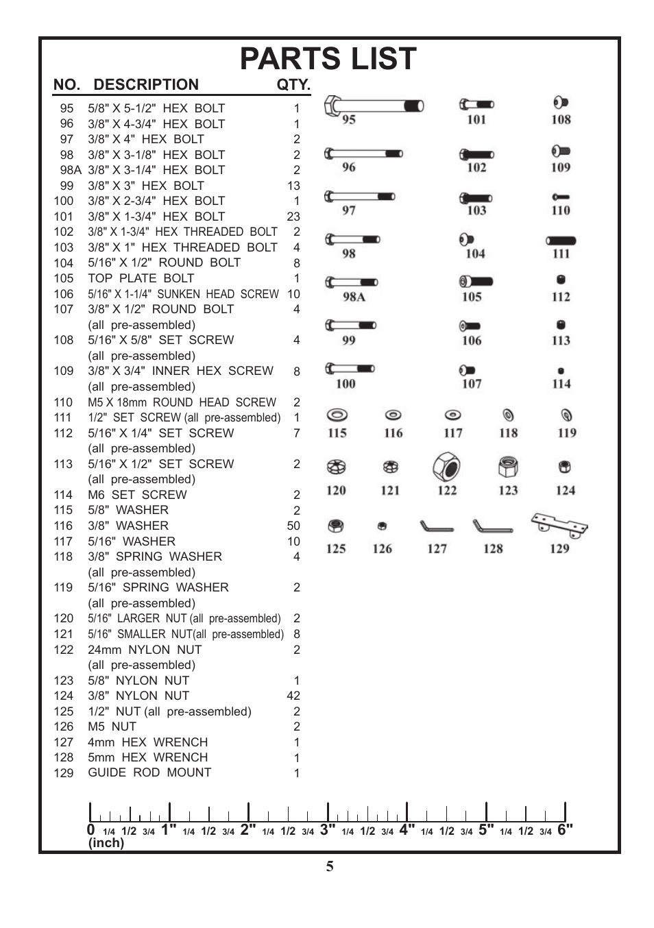 Parts list, No. description qty. 0 | BodyCraft BCG-GX User Manual | Page 6 / 21