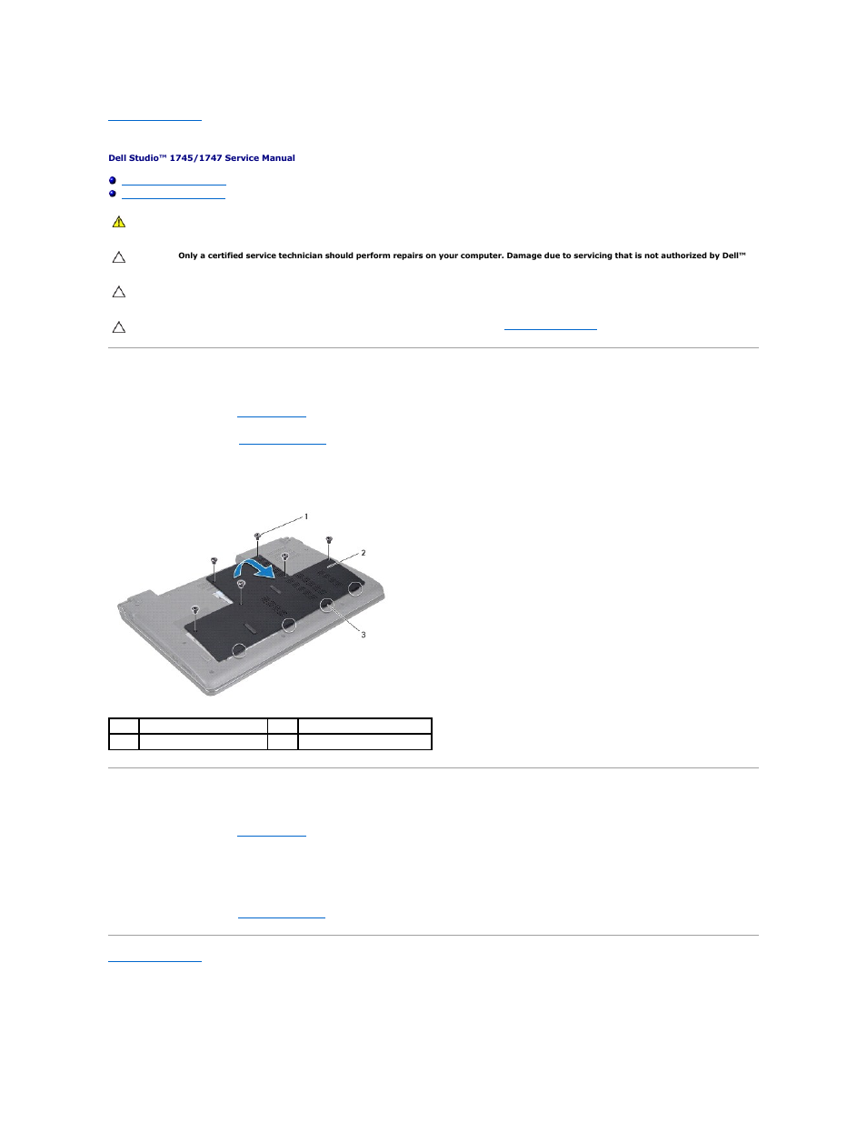 Base cover, Removing the base cover, Replacing the base cover | Dell Studio 1749 (Early 2010) User Manual | Page 3 / 61