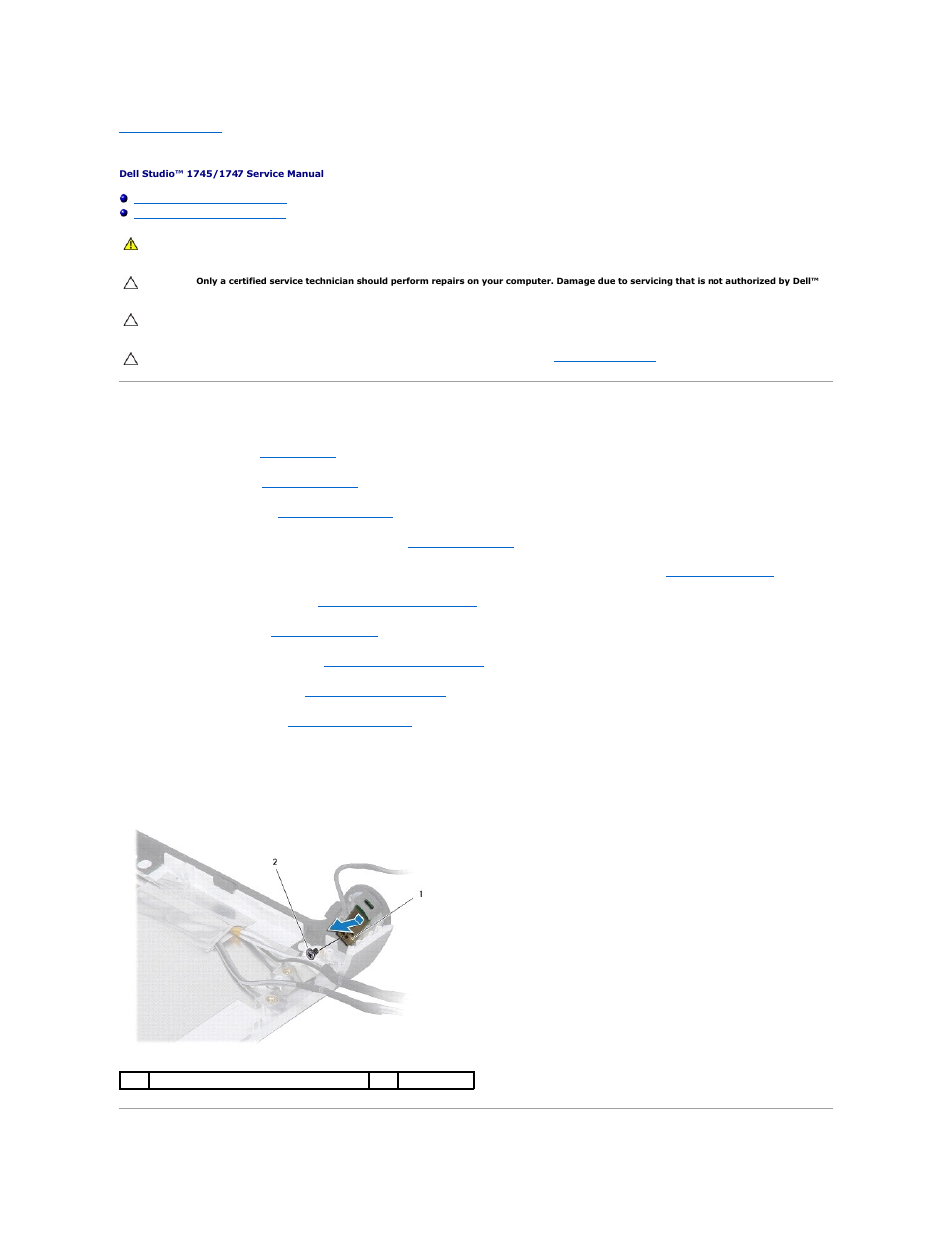 Power button board, Removing the power button board | Dell Studio 1749 (Early 2010) User Manual | Page 48 / 61