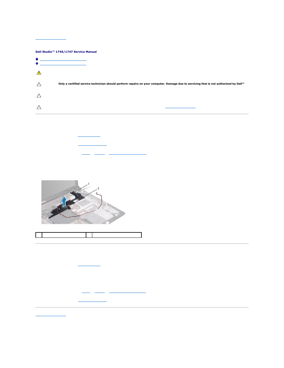 Subwoofer assembly, Removing the subwoofer assembly, Replacing the subwoofer assembly | Dell Studio 1749 (Early 2010) User Manual | Page 53 / 61