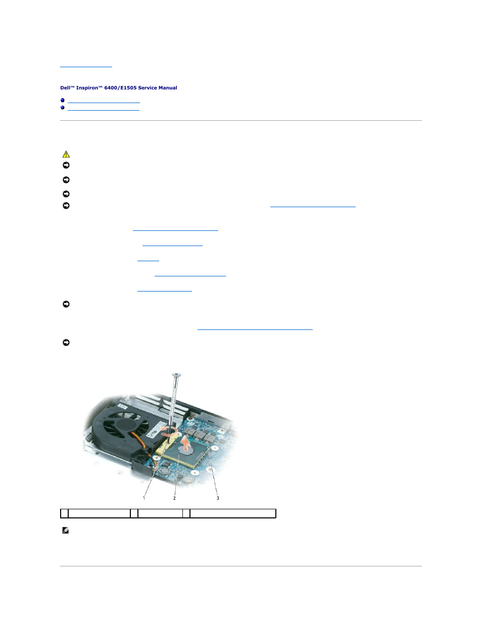 Processor module, Removing the processor module | Dell Inspiron 6400 User Manual | Page 14 / 45