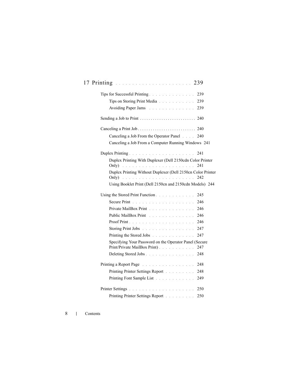 17 printing | Dell 2150cn/cdn Color Laser Printer User Manual | Page 10 / 495
