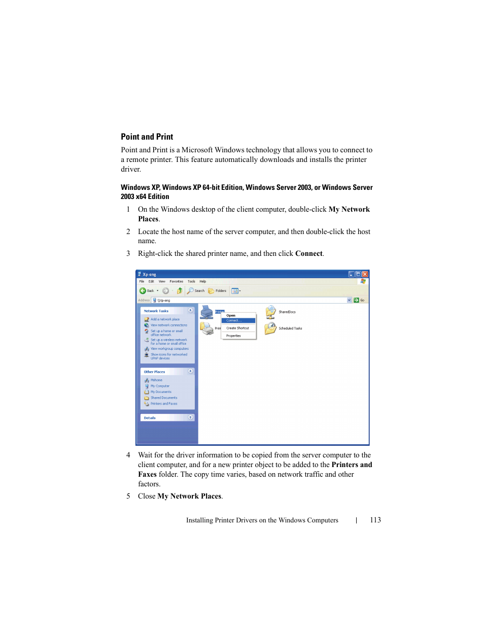Point and print | Dell 2150cn/cdn Color Laser Printer User Manual | Page 115 / 495