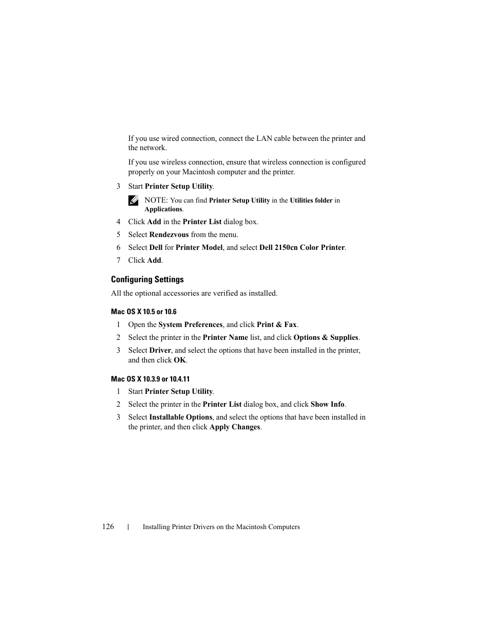 Configuring settings | Dell 2150cn/cdn Color Laser Printer User Manual | Page 128 / 495