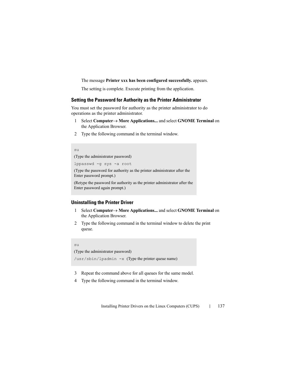 Uninstalling the printer driver | Dell 2150cn/cdn Color Laser Printer User Manual | Page 139 / 495