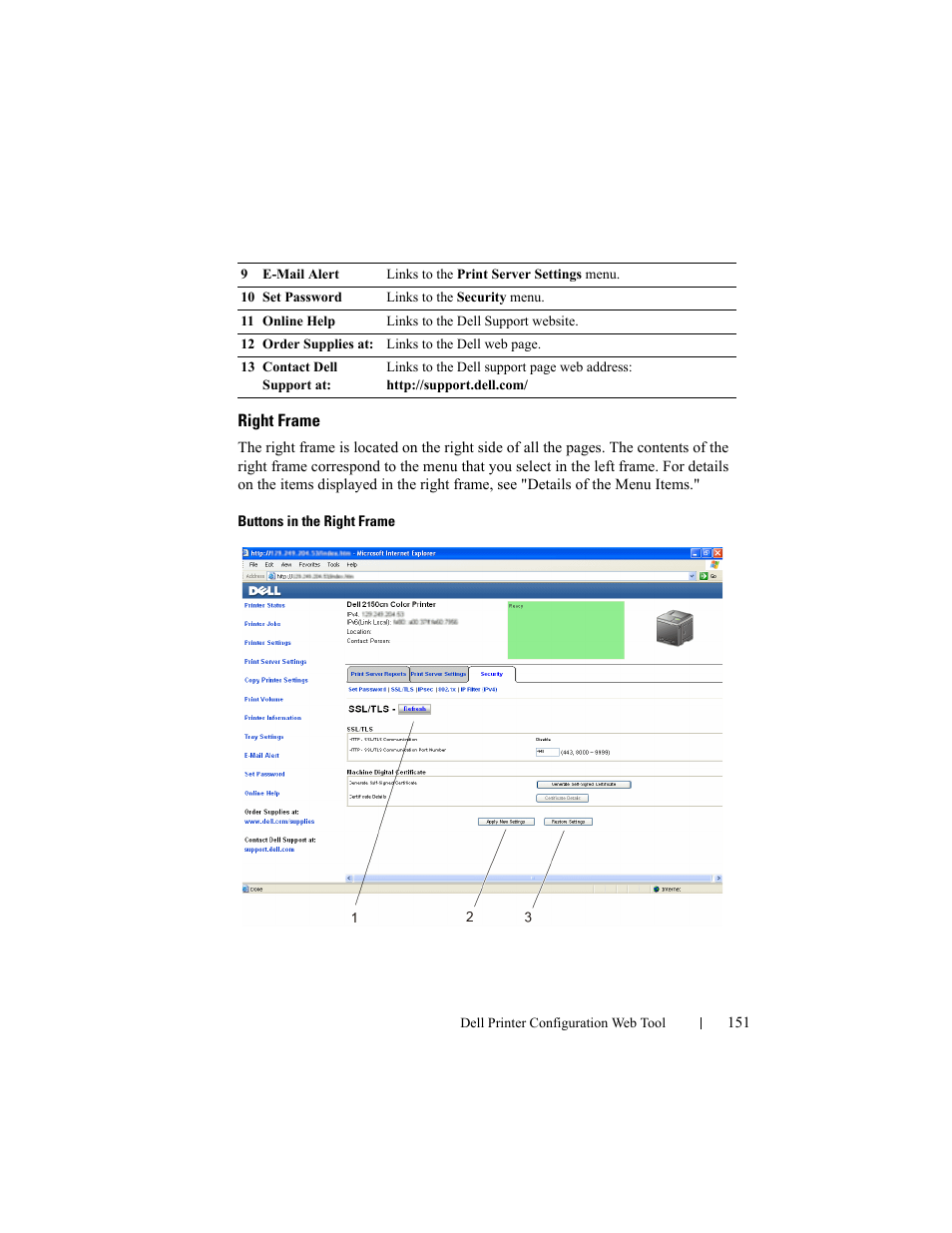 Right frame | Dell 2150cn/cdn Color Laser Printer User Manual | Page 153 / 495