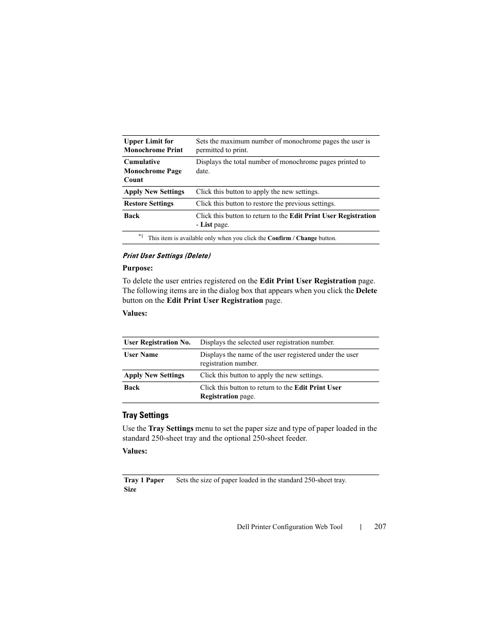 Tray settings | Dell 2150cn/cdn Color Laser Printer User Manual | Page 209 / 495