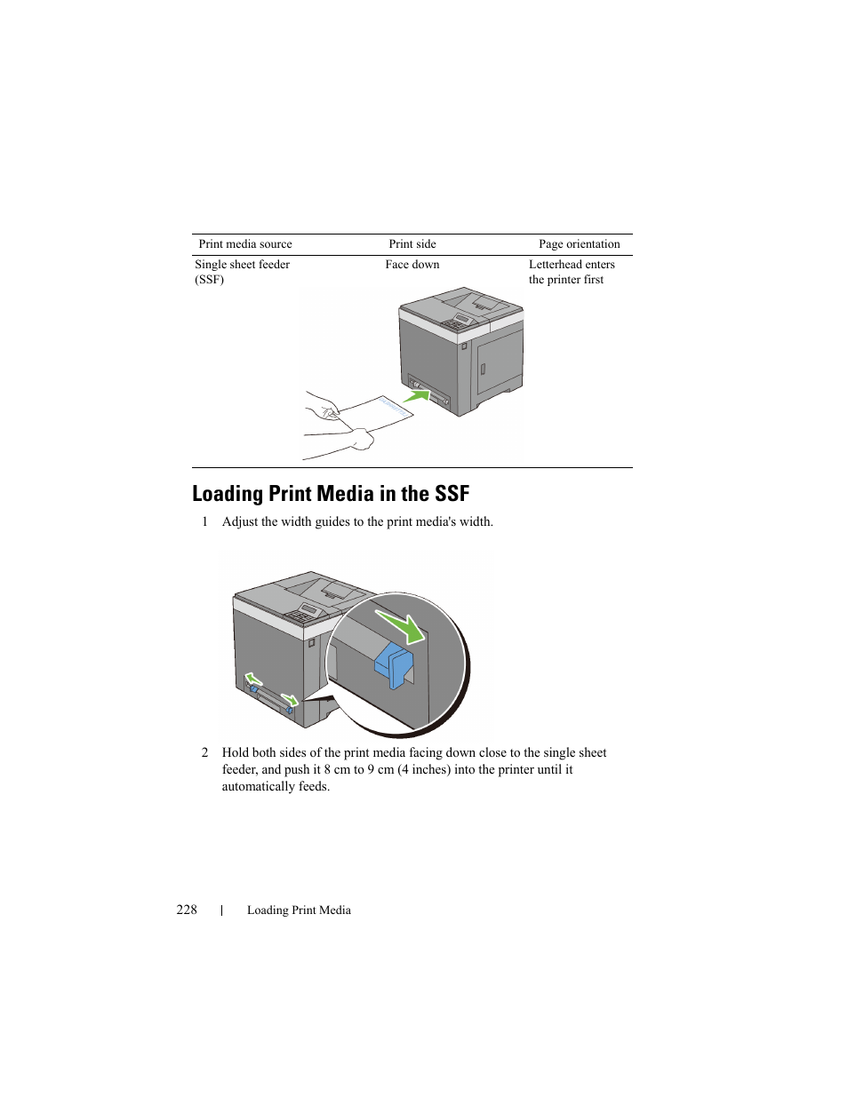 Loading print media in the ssf | Dell 2150cn/cdn Color Laser Printer User Manual | Page 230 / 495