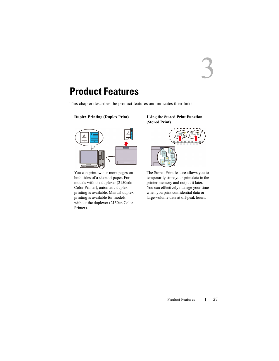 Product features | Dell 2150cn/cdn Color Laser Printer User Manual | Page 29 / 495