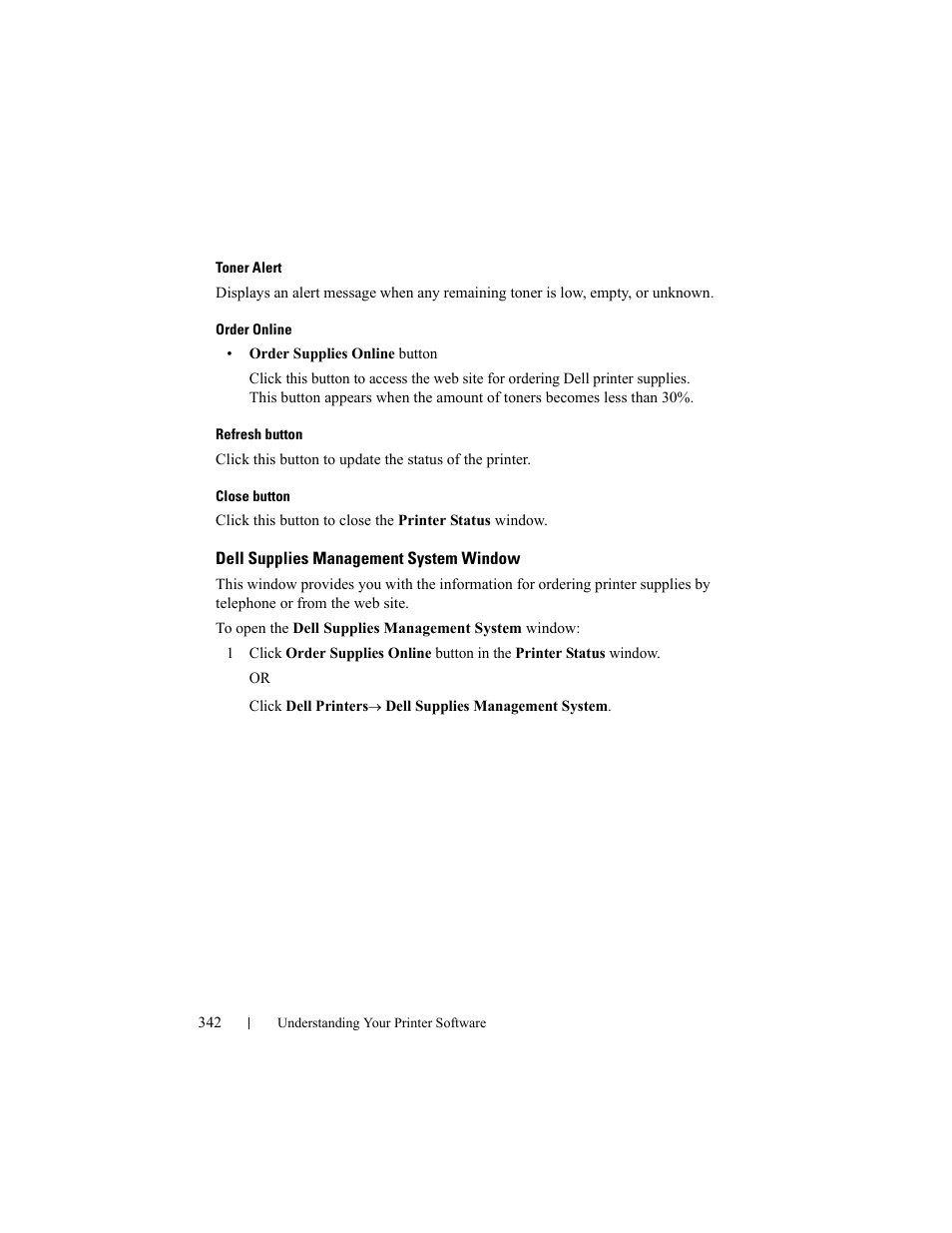 Dell supplies management system window | Dell 2150cn/cdn Color Laser Printer User Manual | Page 344 / 495