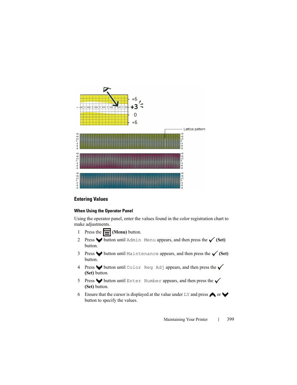 Entering values | Dell 2150cn/cdn Color Laser Printer User Manual | Page 401 / 495