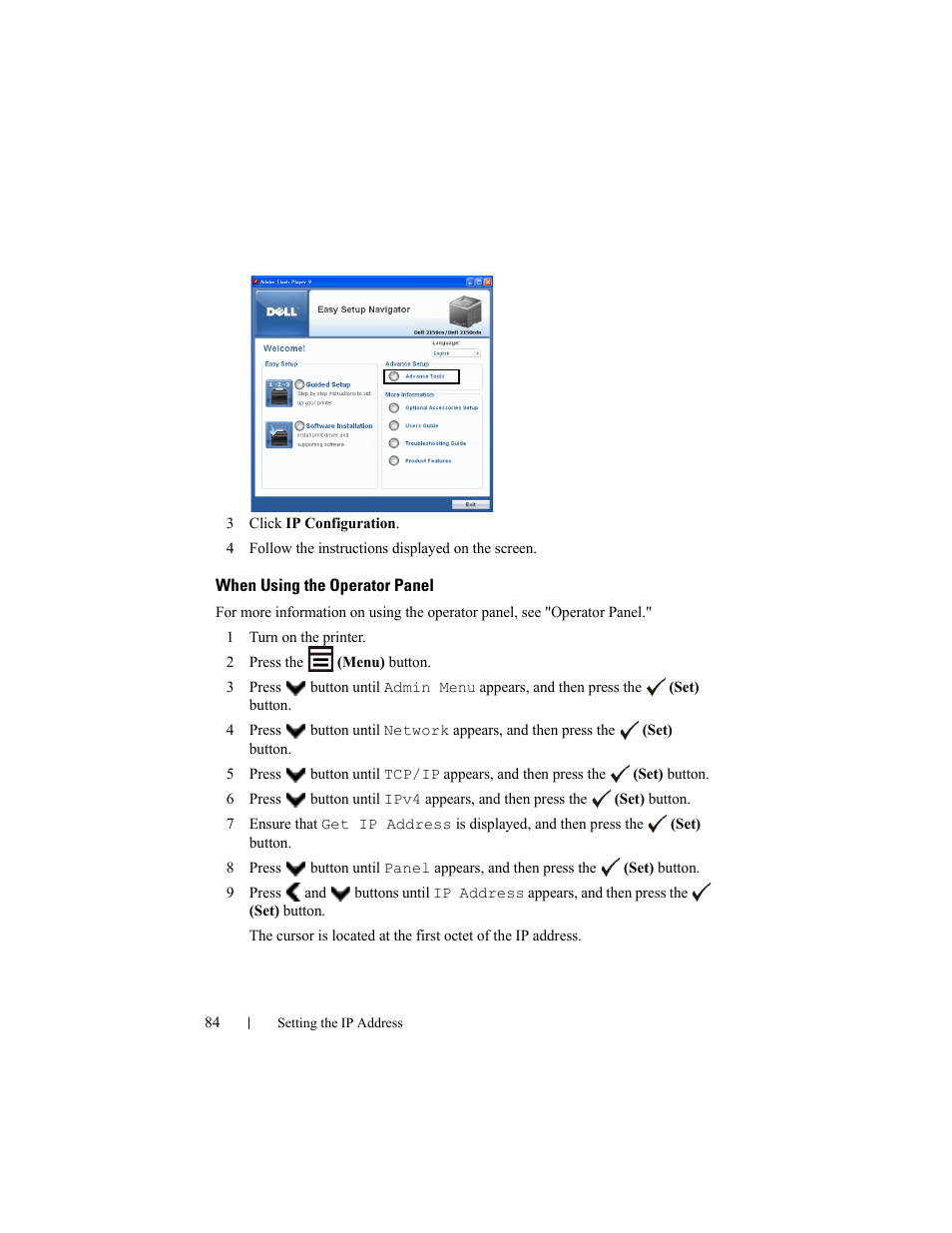 When using the operator panel | Dell 2150cn/cdn Color Laser Printer User Manual | Page 86 / 495