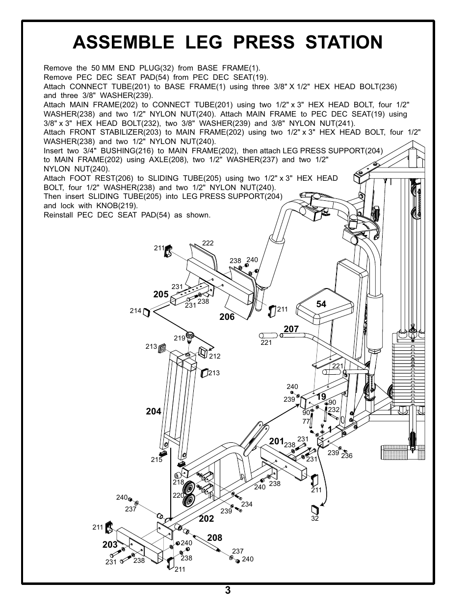 Assemble leg press station | BodyCraft GALENA STRENGTH User Manual | Page 4 / 6