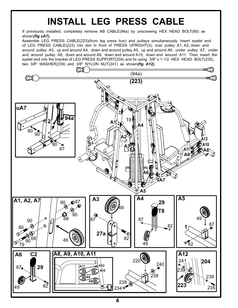 Install leg press cable | BodyCraft GALENA STRENGTH User Manual | Page 5 / 6