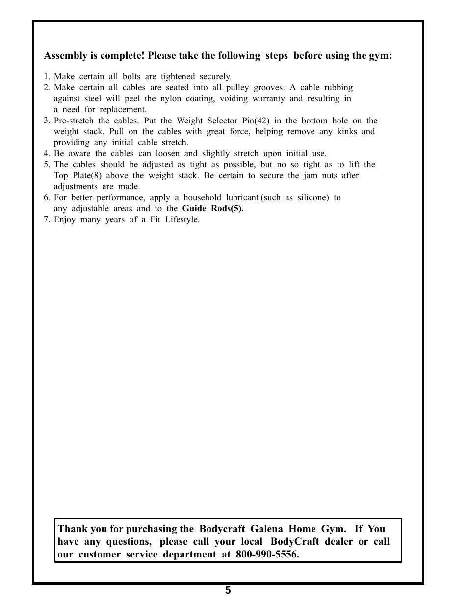 BodyCraft GALENA STRENGTH User Manual | Page 6 / 6