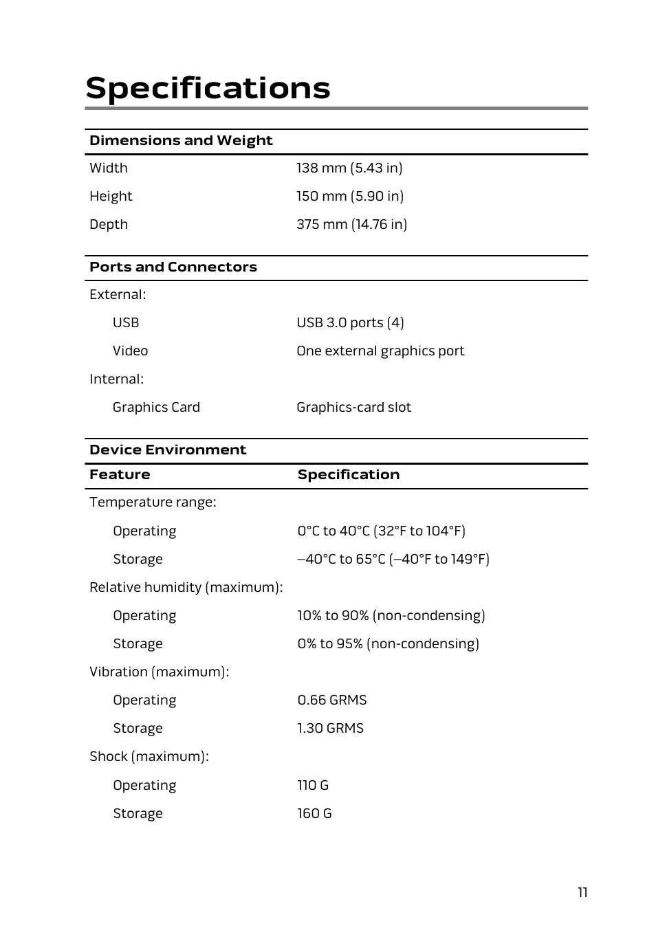 Specifications | Dell Alienware 15 (Early 2015) User Manual | Page 11 / 36