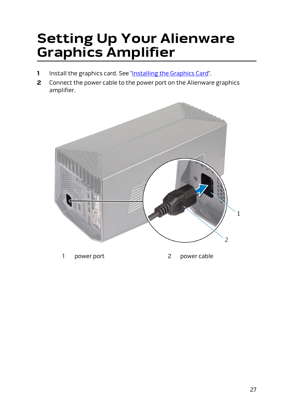 Setting up your alienware graphics amplifier | Dell Alienware 15 (Early 2015) User Manual | Page 27 / 36