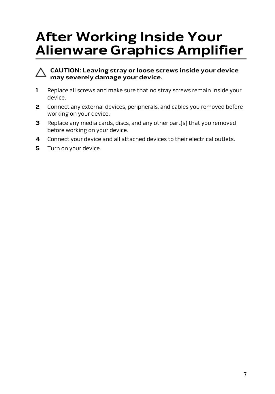 After working inside your alienware graphics, Amplifier | Dell Alienware 15 (Early 2015) User Manual | Page 7 / 36