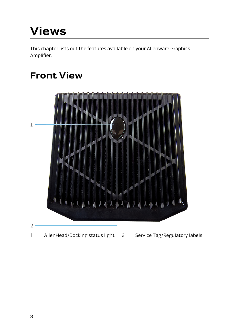 Views, Front view | Dell Alienware 15 (Early 2015) User Manual | Page 8 / 36