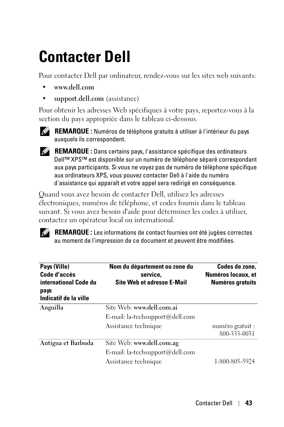 Contacter dell | Dell 1800MP Projector User Manual | Page 121 / 312