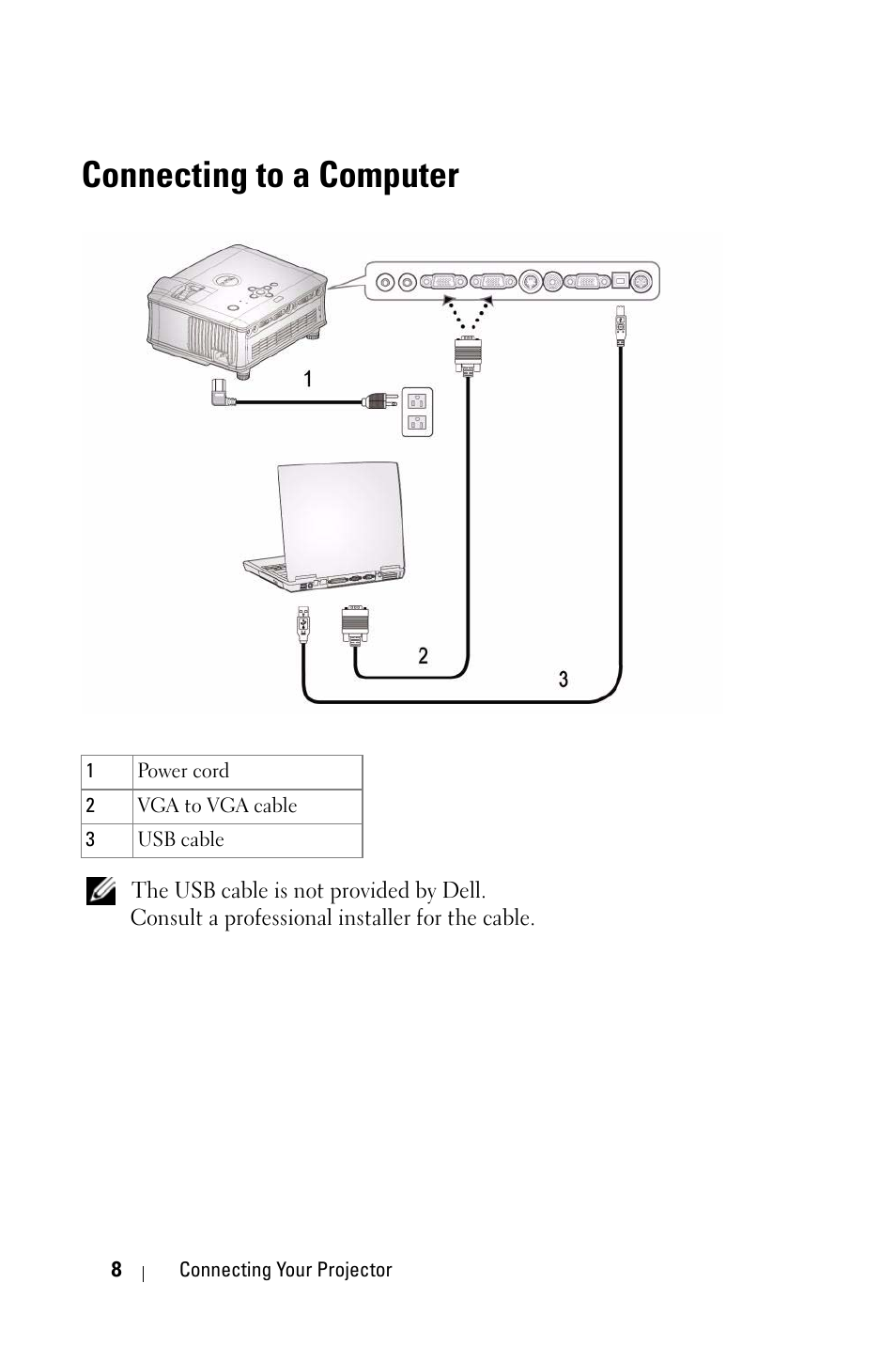 Connecting to a computer | Dell 1800MP Projector User Manual | Page 8 / 312