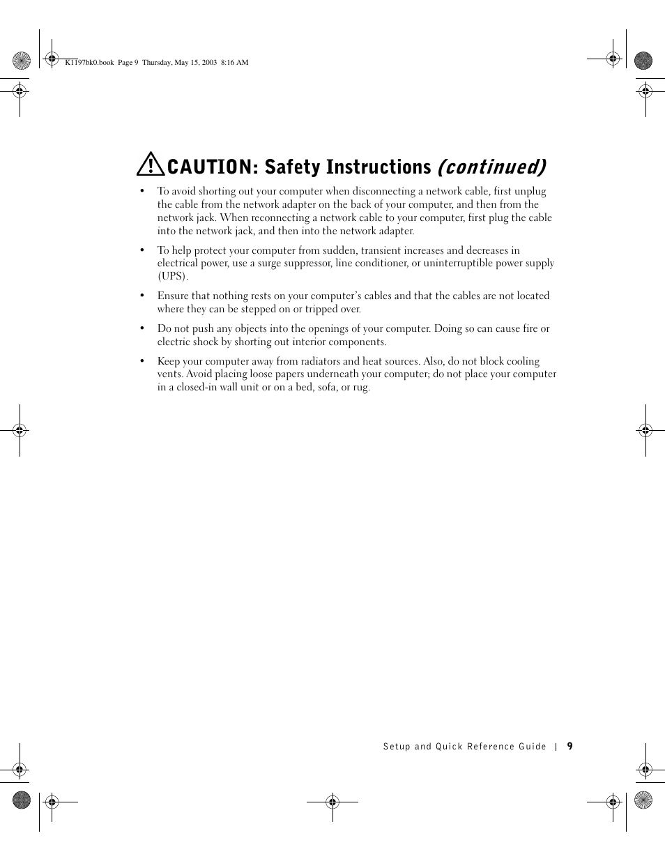 Caution: safety instructions (continued) | Dell OptiPlex 160L User Manual | Page 11 / 38
