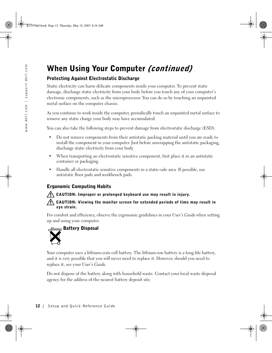 When using your computer (continued) | Dell OptiPlex 160L User Manual | Page 14 / 38