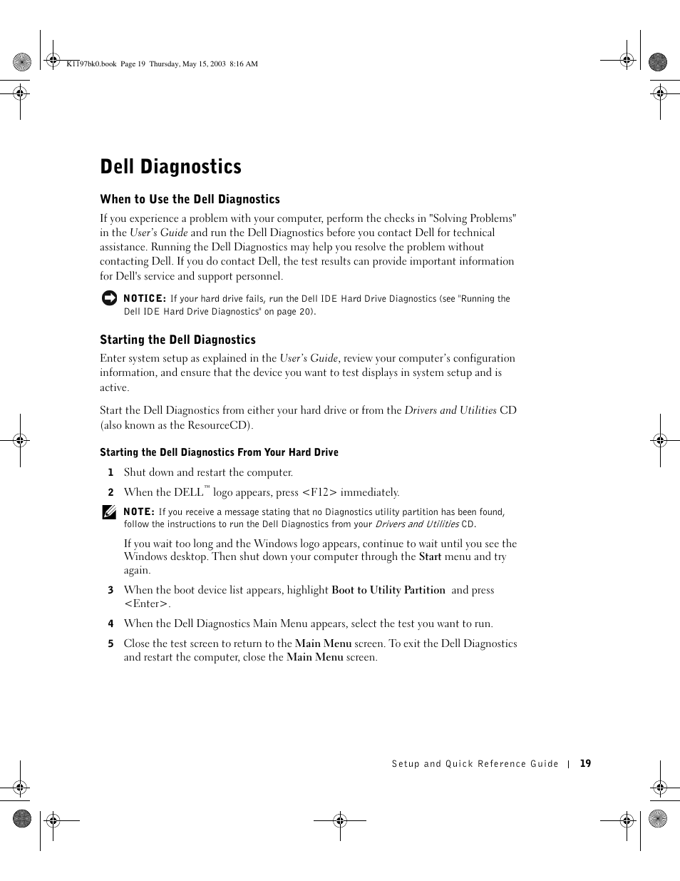 Dell diagnostics | Dell OptiPlex 160L User Manual | Page 21 / 38