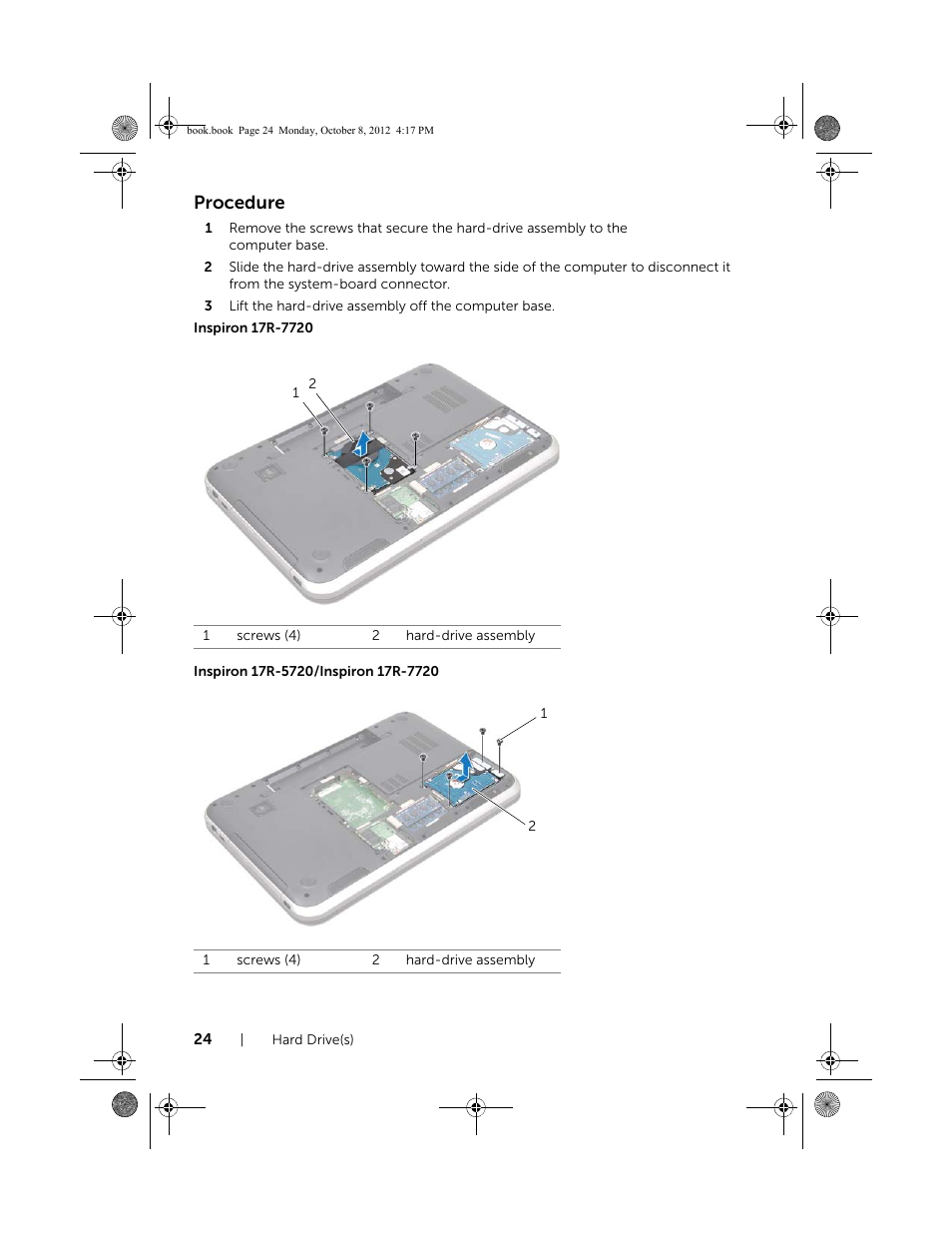 Procedure | Dell Inspiron 17R (5720, Mid 2012) User Manual | Page 24 / 102