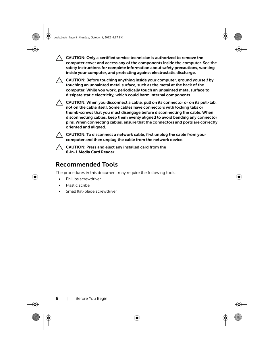 Recommended tools | Dell Inspiron 17R (5720, Mid 2012) User Manual | Page 8 / 102