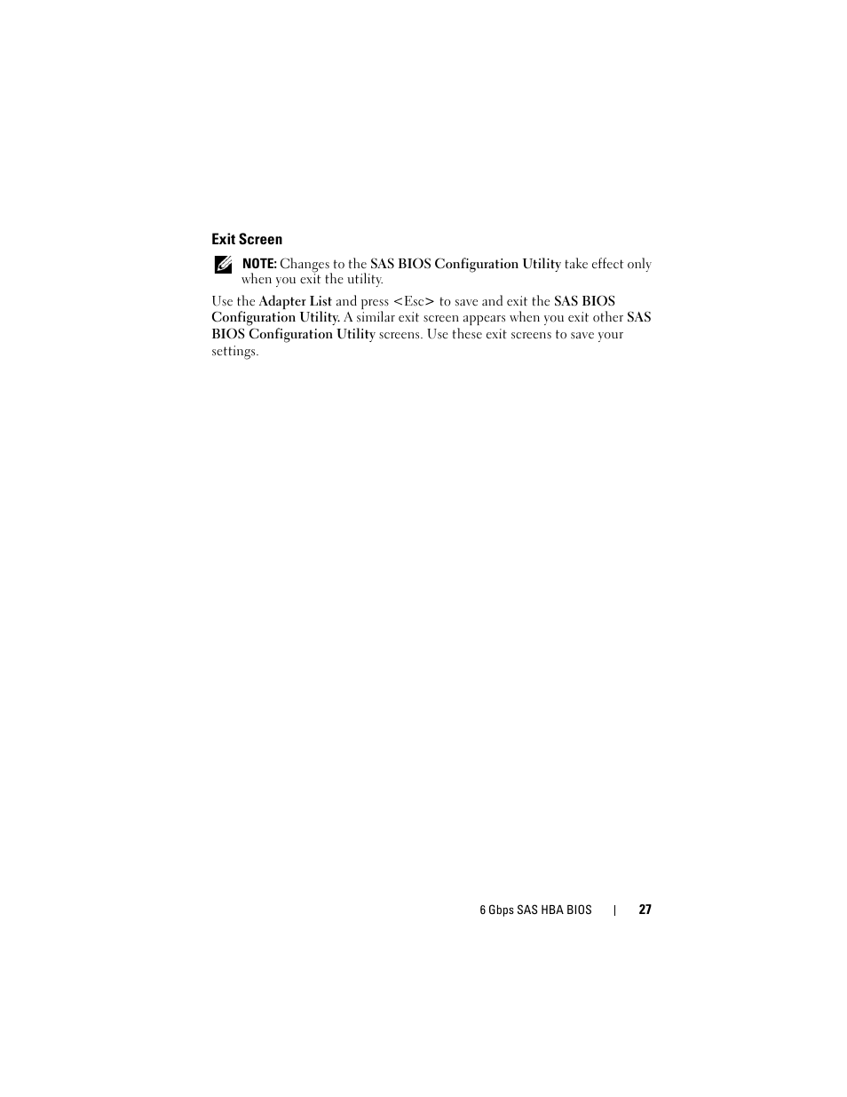 Exit screen | Dell 6 GBps SAS HBA User Manual | Page 27 / 36