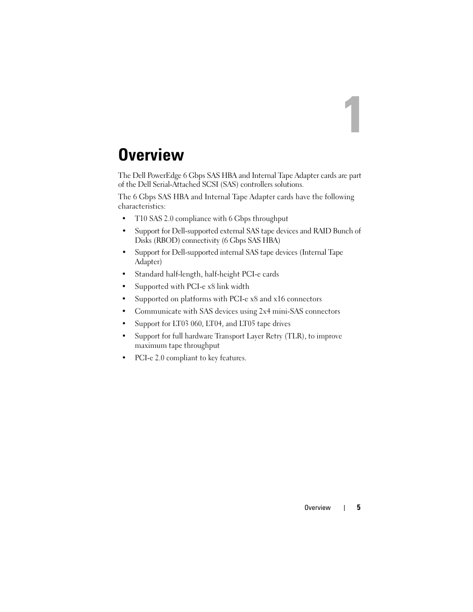 Overview | Dell 6 GBps SAS HBA User Manual | Page 5 / 36