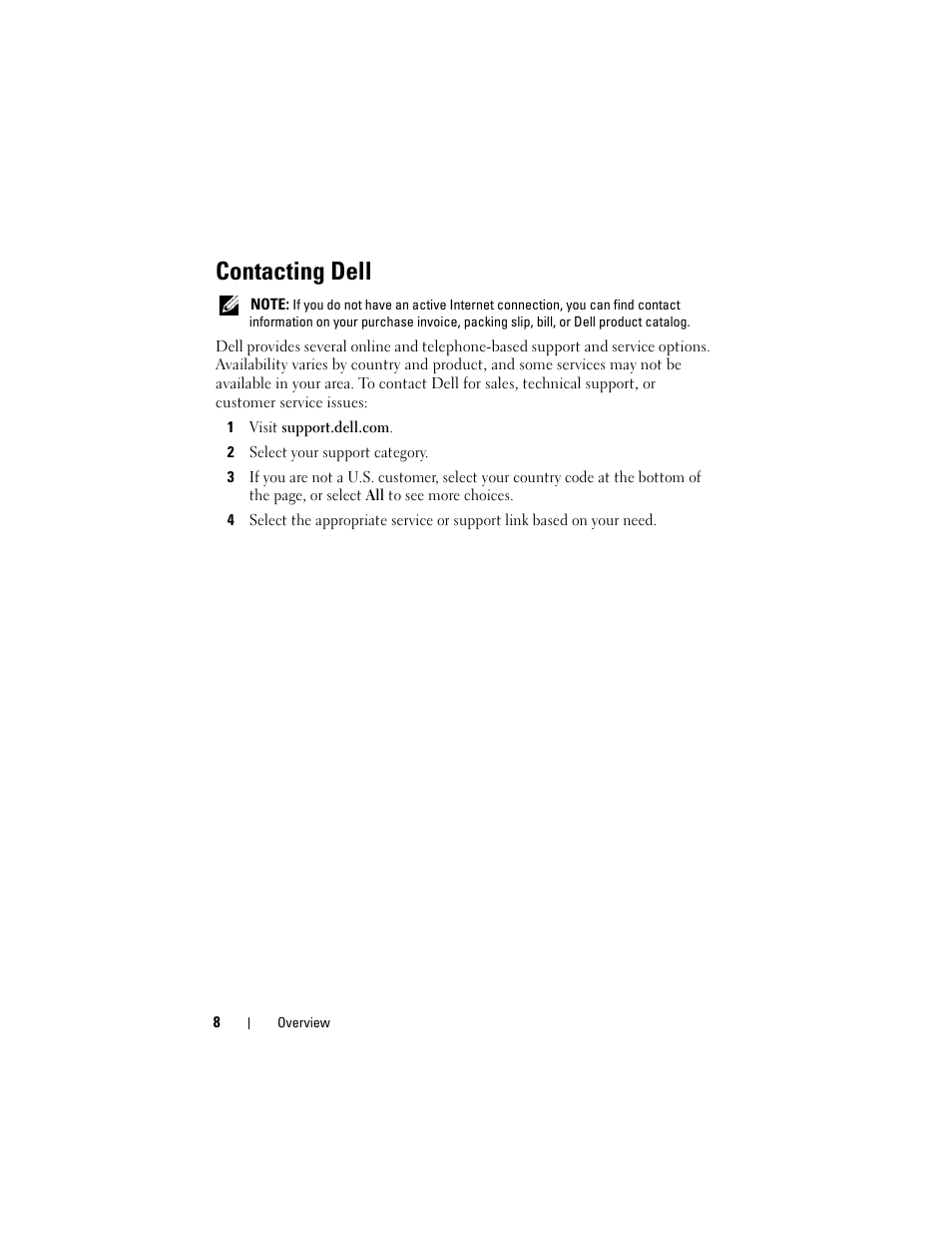 Contacting dell | Dell 6 GBps SAS HBA User Manual | Page 8 / 36