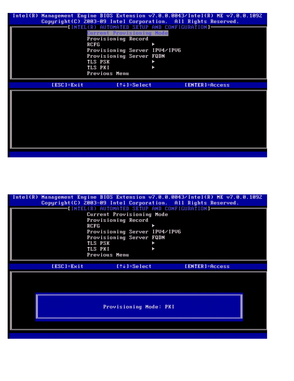 Current provisioning mode, Provisioning record | Dell OptiPlex 990 (Early 2011) User Manual | Page 46 / 107