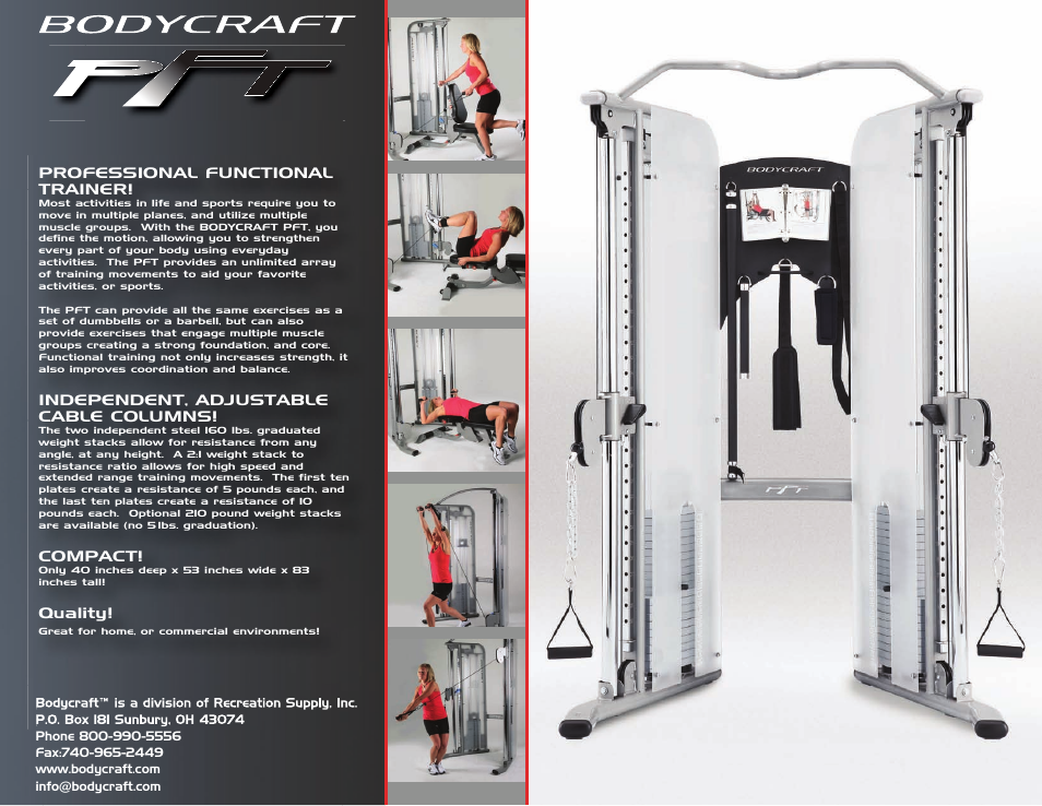 BodyCraft PFT User Manual | 2 pages