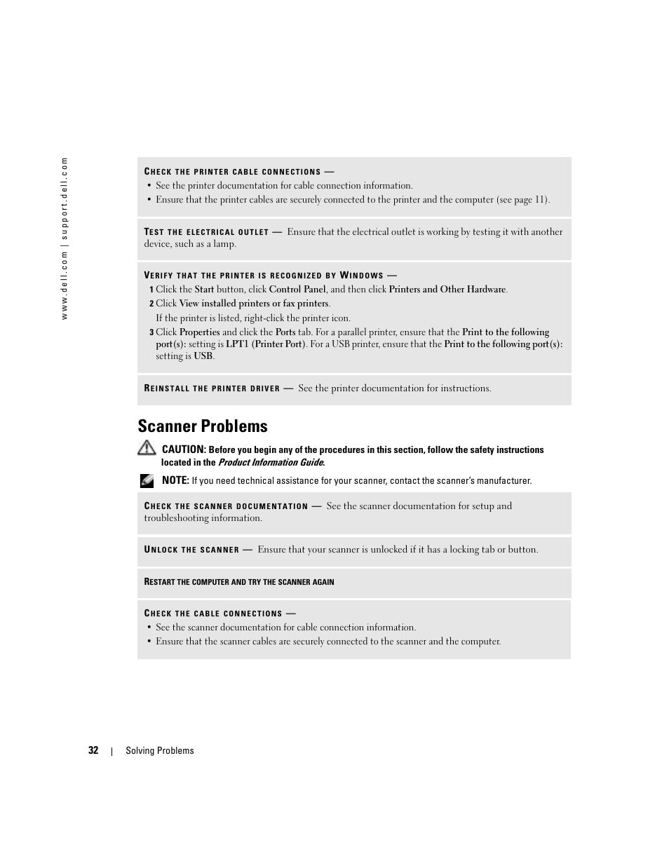 Scanner problems | Dell Dimension 4700 User Manual | Page 32 / 126
