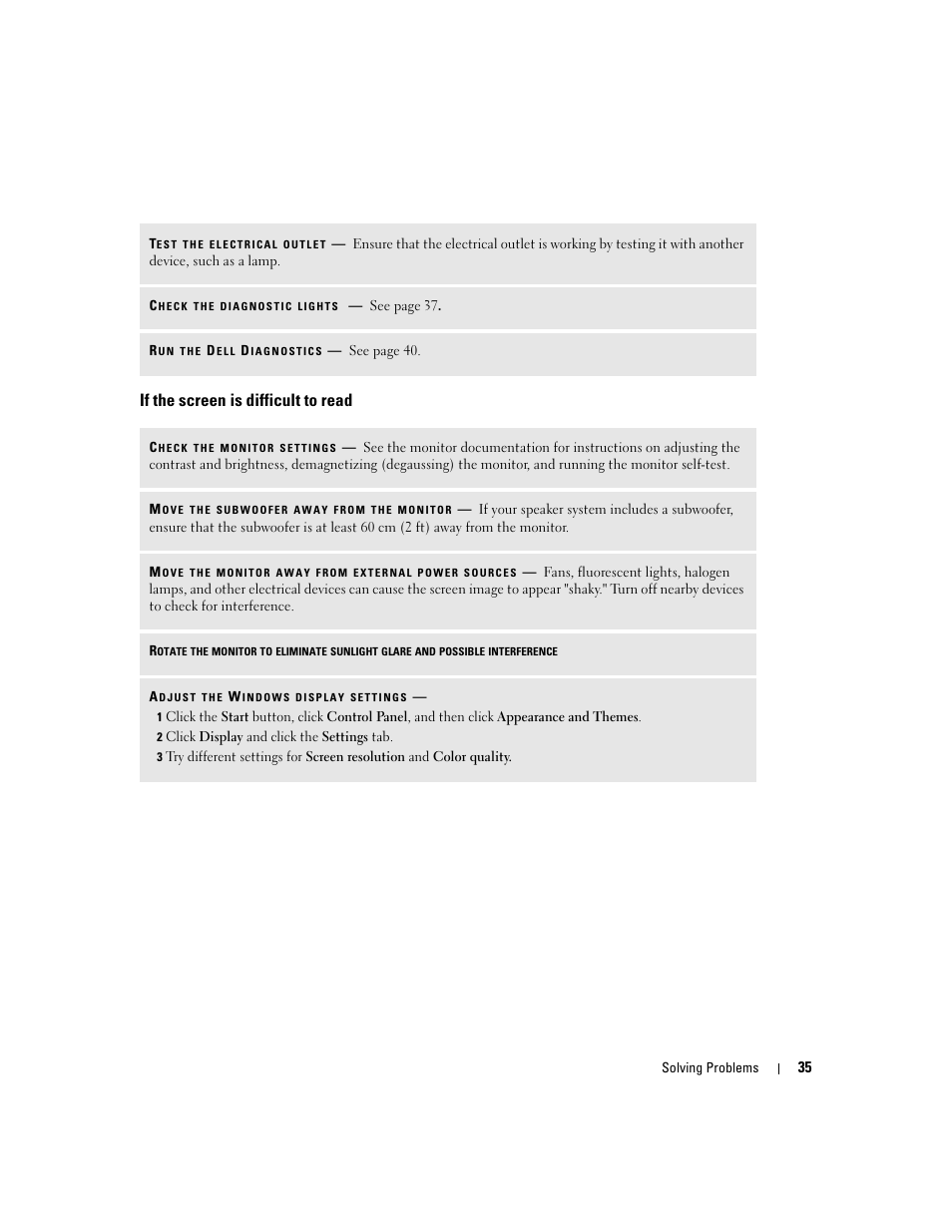 If the screen is difficult to read | Dell Dimension 4700 User Manual | Page 35 / 126