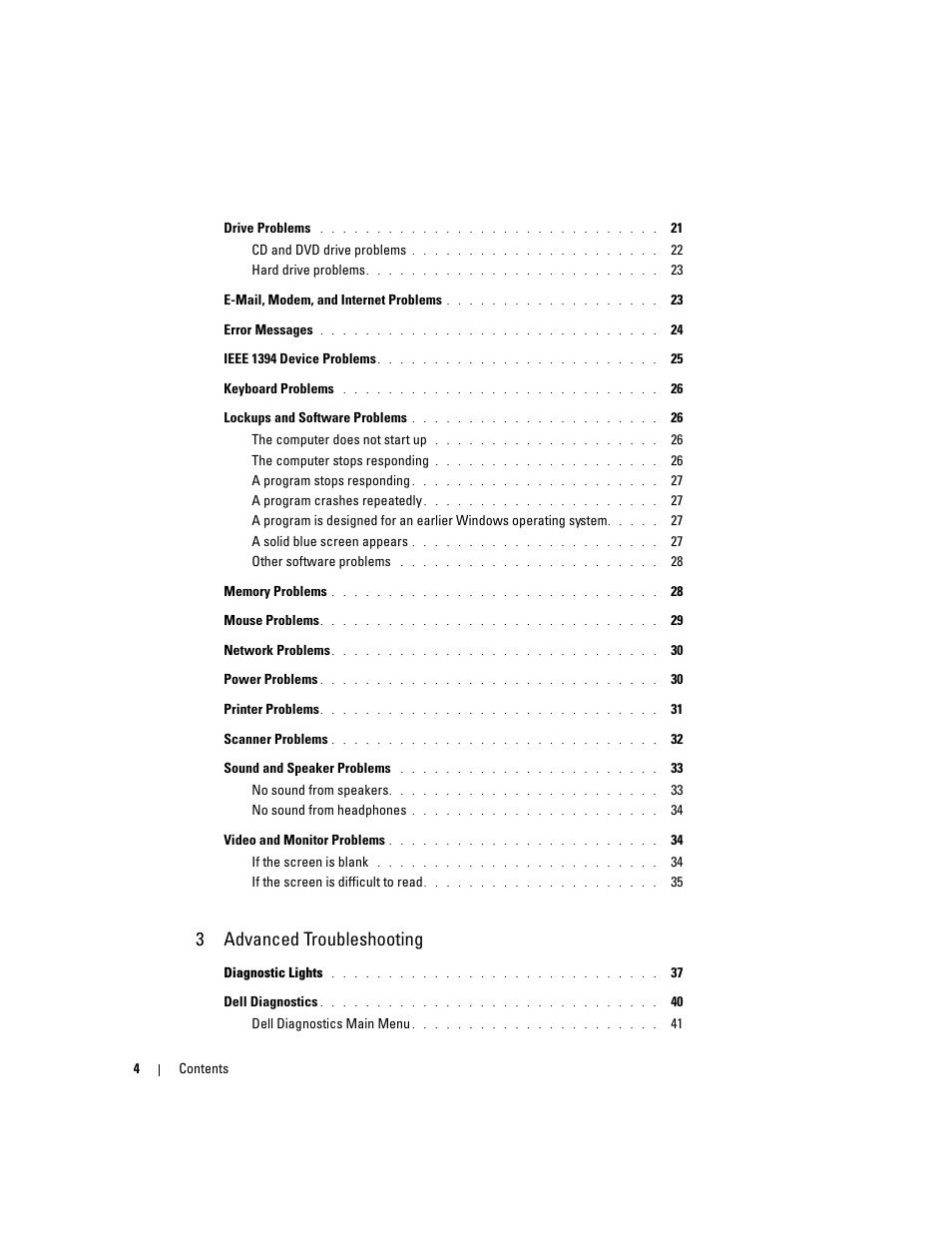 3advanced troubleshooting | Dell Dimension 4700 User Manual | Page 4 / 126