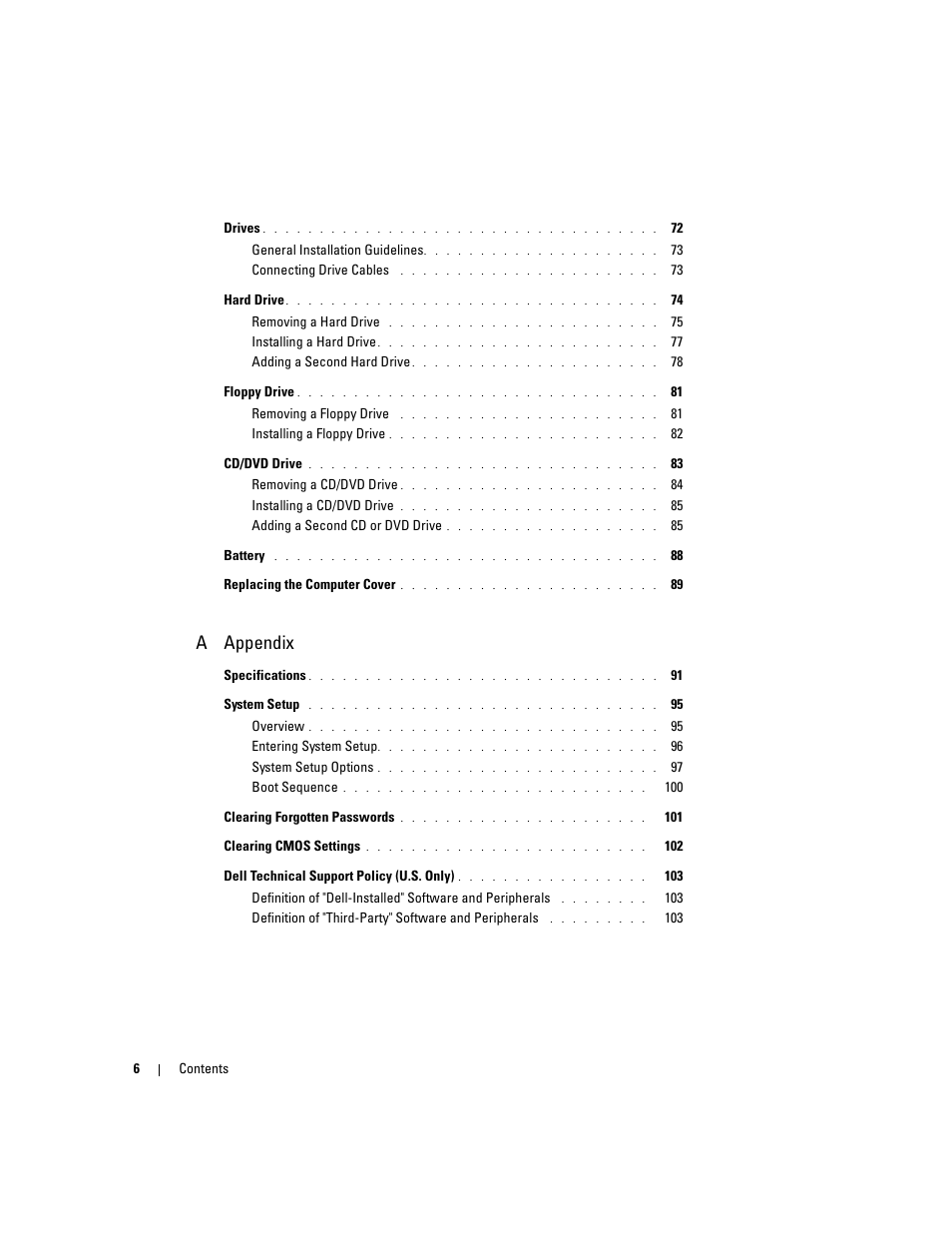 A appendix | Dell Dimension 4700 User Manual | Page 6 / 126