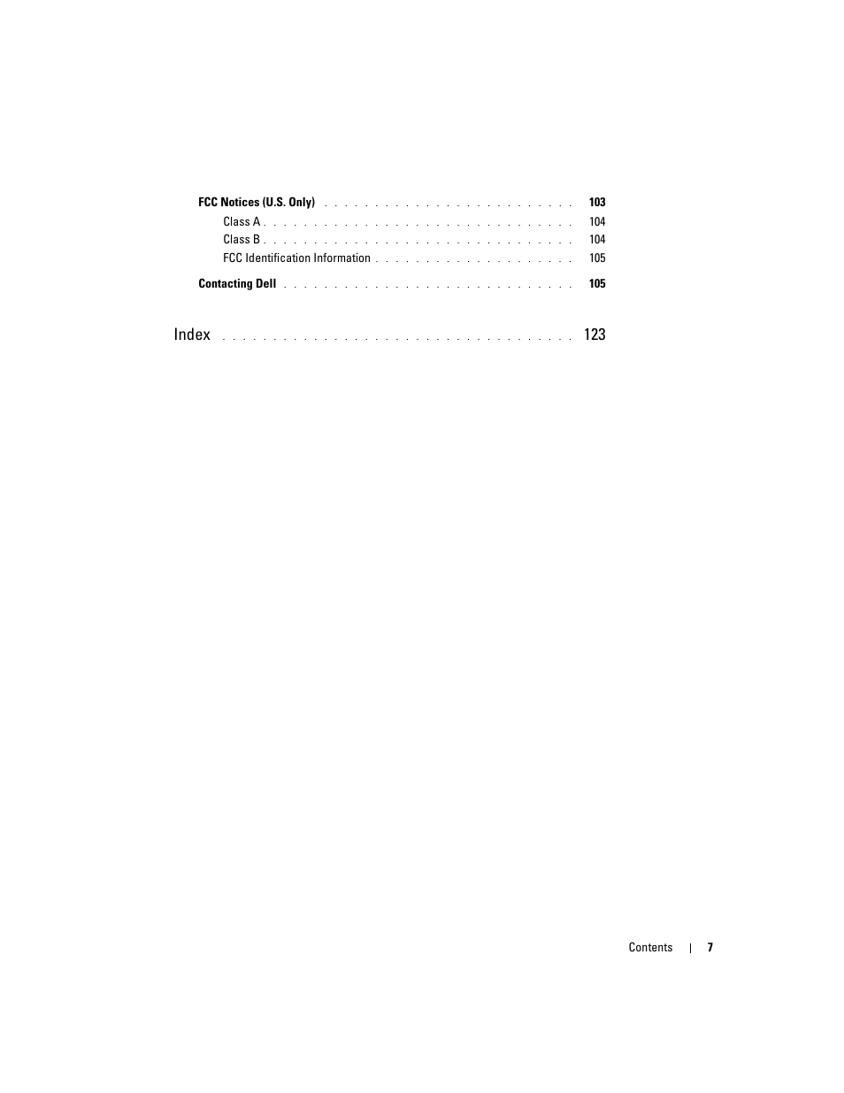 Index | Dell Dimension 4700 User Manual | Page 7 / 126